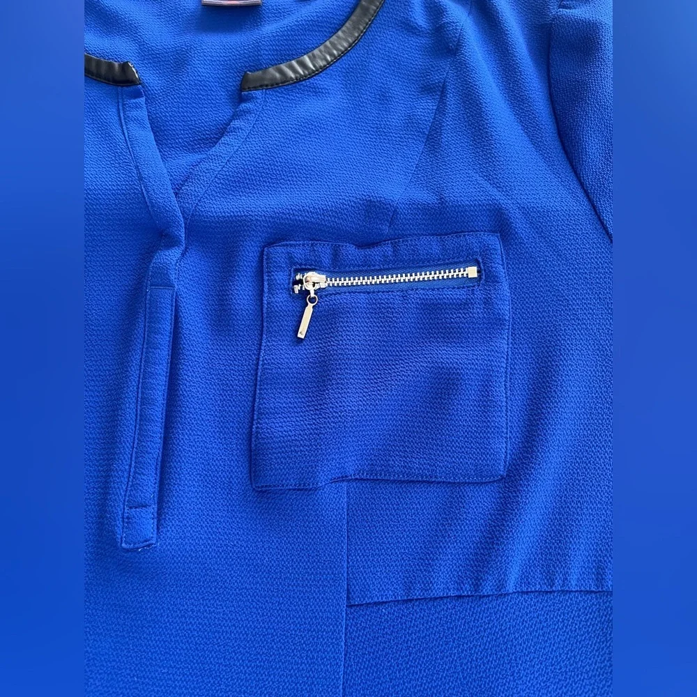 Rafaella Elegant Royal Blue Women's Blouse Roll Up Sleeves Size Large - Picture 13 of 16